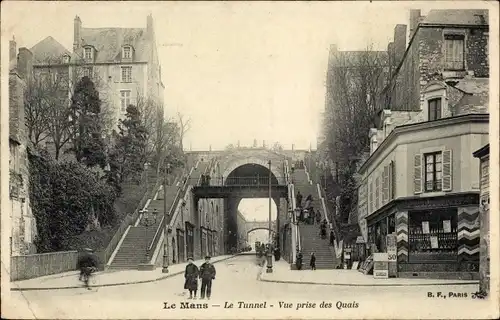 Ak Le Mans Sarthe, Der Tunnel, Blick von den Kais aus