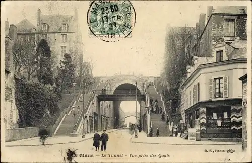 Ak Le Mans Sarthe, Der Tunnel, Blick von den Kais aus