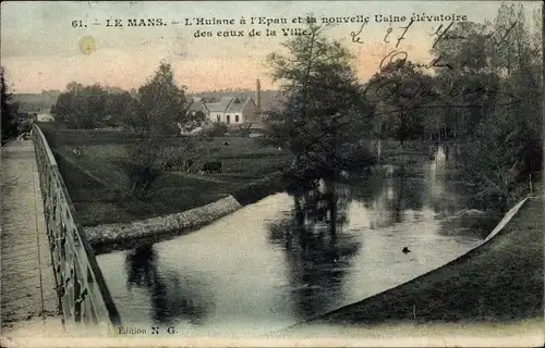 Ak Le Mans Sarthe, L´Huisne à l´Épau und die neue Hebeanlage für Stadtwasser