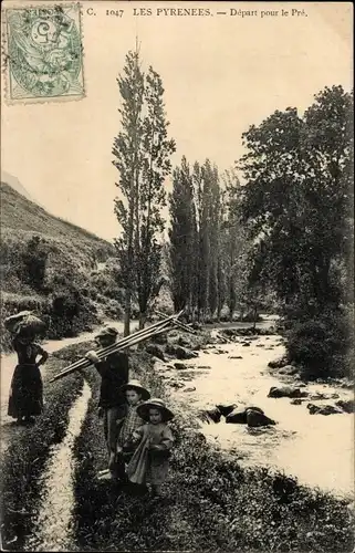 Ak Hautes Pyrénées, Abfahrt zum Pre