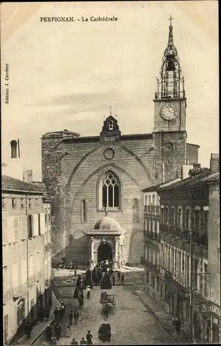 AK Perpignan Pyrénées Orientales, Die Kathedrale