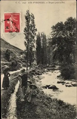 Ak Hautes Pyrénées, Abfahrt zum Pre