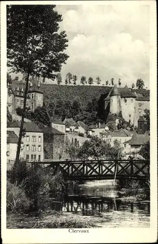 Ak Clervaux Clerf Luxembourg, Brücke, Schloss