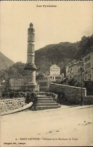 Ak Saint Sauveur Hautes Pyrénées, Säule der Herzogin von Berry