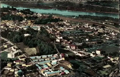 Ak Grigny Lyon Rhône, Gesamtansicht und Rhonetal