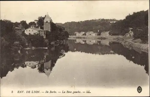 Ak Saint Rambert l&#39;Ile de Barbe Rhône, Das linke Ufer