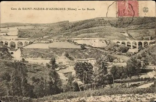 Ak Saint-Nizier-d&#39;Azergues Frankreich, Bahnhof, La Boucle