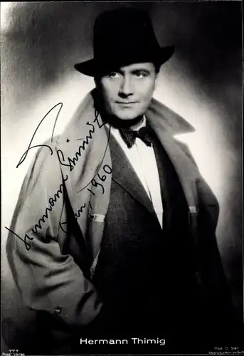 Ak Schauspieler Hermann Thimig, Portrait, Autogramm