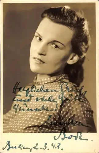 Ak Schauspielerin Erika Bode, Portrait, Autogramm