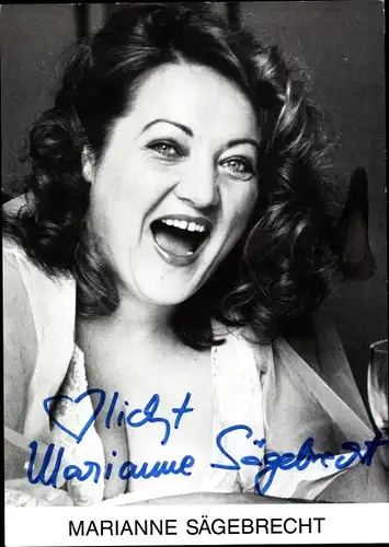 Ak Schauspielerin Marianne Sägebrecht, Portrait, Autogramm