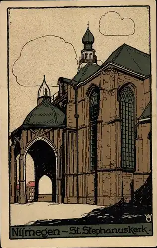 Steindruck Ak Nijmegen Gelderland, St. Stephanuskerk