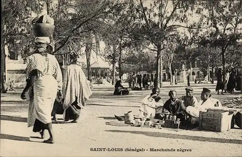 Ak Saint Louis Senegal, Afrikanische Straßenverkäufer