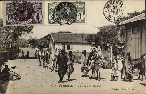 Ak Méckhé Senegal, Straße, Karawane