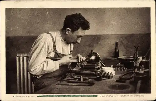 Ak Antwerpen Anvers Flandern, Diamantsnyder, Diamond Cutter