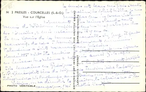 Ak Presles Courcelles Val d'Oise, Vue sur Eglise