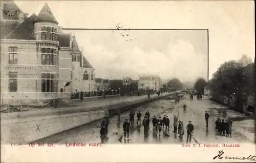 Ak Haarlem Nordholland Niederlande, Op jet Ijs, Leidsche vaart