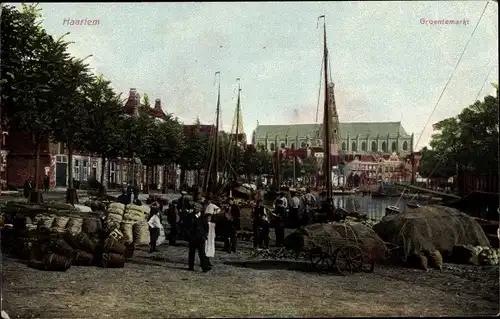 Ak Haarlem Nordholland Niederlande, Groentemarkt