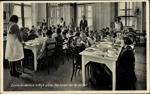 Ak Wijk aan Zee Beverwijk Nordholland Niederlande, Emma kinderhuis, eetzaal