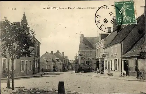 Ak Baugy Cher, Nationalplatz, Rathaus