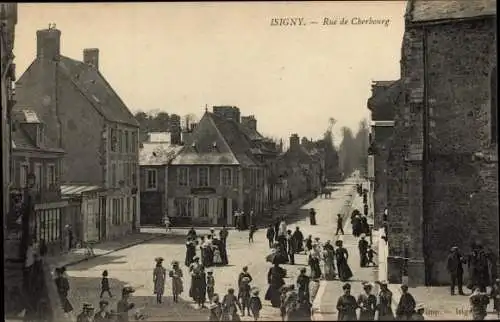 Ak Isigny Calvados, Rue de Cherbourg