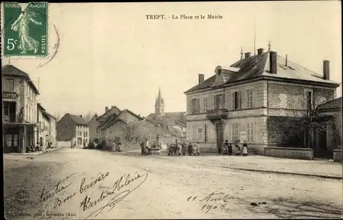 Ak Trept Isère, La Place, Das Rathaus