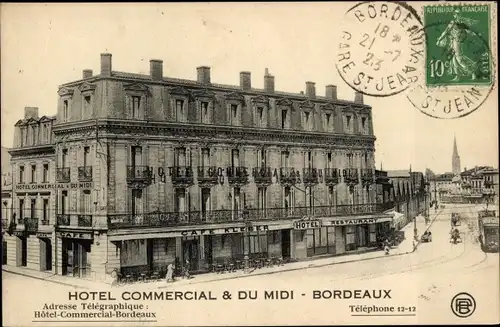 Ak Bordeaux Gironde, Hotel Commercial & du Midi