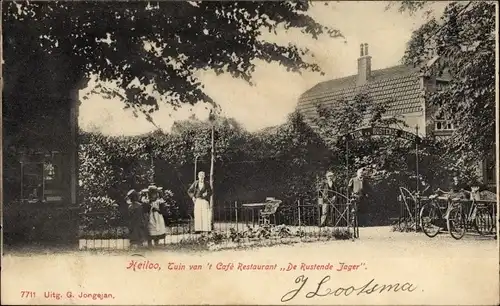 Ak Heilo Heiloo Nordholland Niederlande, Tuin van 't Café Restaurant De Rustende Jager