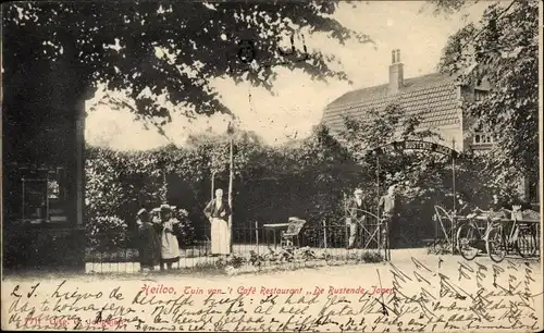 Ak Heilo Heiloo Nordholland Niederlande, Tuin van 't Café Restaurant De Rustende Jager