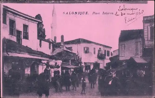 Ak Thessaloniki Griechenland, Place Isterra, Platz