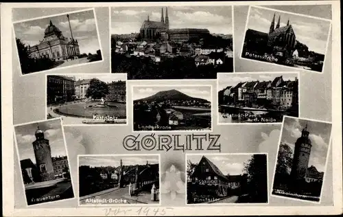 Ak Görlitz in der Lausitz, Ruhmeshalle, Peterskirche, Hindenburgplatz, Frauenturm, Nikolaiturm