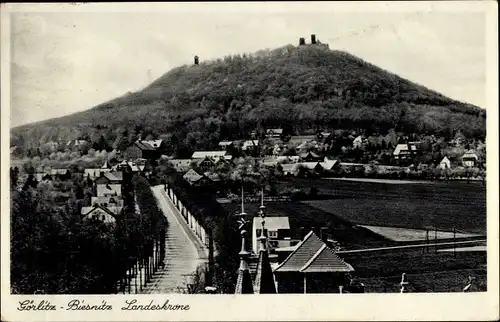 Ak Görlitz Biesnitz, Blick zur Landeskrone und auf den Ort