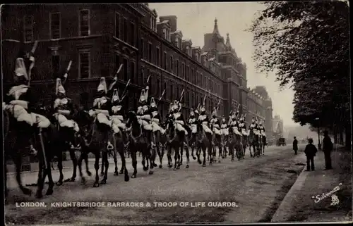 Ak London City England, Knightsbridge Barracks and Troop of Life Guards