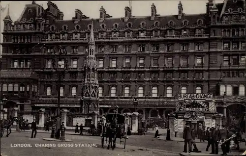 Ak London England, Charing Gross Station, Bureau Change