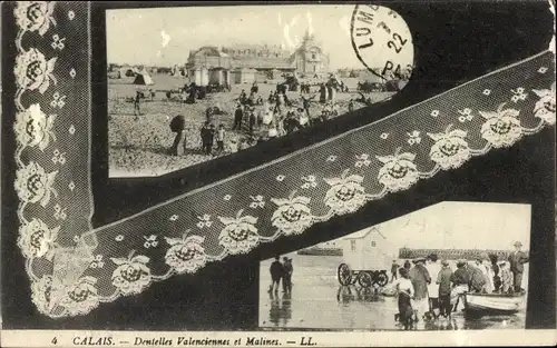 Passepartout Ak Calais Pas de Calais, Valenciennes Laces und Mechelen