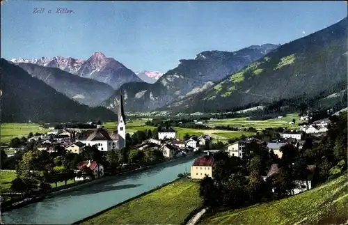 Ak Zell am Ziller in Tirol, Gesamtansicht