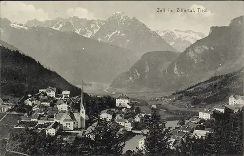 Ak Zell am Ziller in Tirol, Gesamtansicht