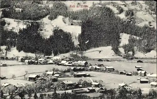 Ak Zell am Ziller in Tirol, Gesamtansicht im Winter