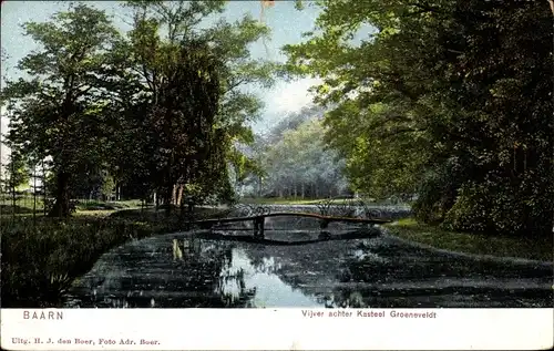 Ak Baarn Utrecht Niederlande, Vijver achter Kasteel Groeneveldt