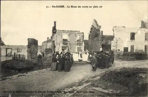 Ak Sainte Barbe Vosges, La Messe des morts en plein air