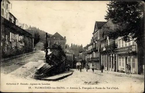 Ak Plombières les Bains Vosges, Avenue L Francais et route du Val d'Ajol