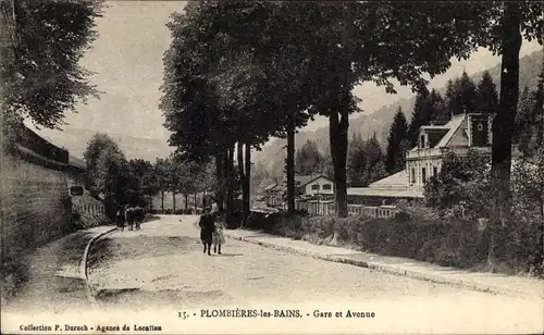 Ak Plombières les Bains Lothringen Vosges, Gare et Avenue