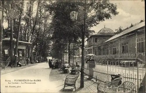 Ak Plombières les Bains Lothringen Vosges, Le Casino, la Promenade