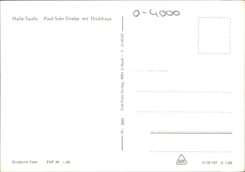 Ak Halle an der Saale, Paul Suhr Straße mit Hochhaus