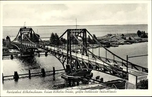 Ak Wilhelmshaven in Niedersachsen, Größte Drehbrücke, Kaiser Wilhelmbrücke