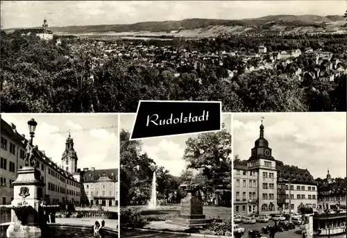 Ak Rudolstadt in Thüringen, Blick vom Hain, Schlosshof, Platz OdF, Marktplatz