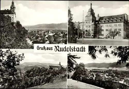 Ak Rudolstadt in Thüringen, Schlossaufgang, Heidecksburg, Rathaus, Stadtkirche
