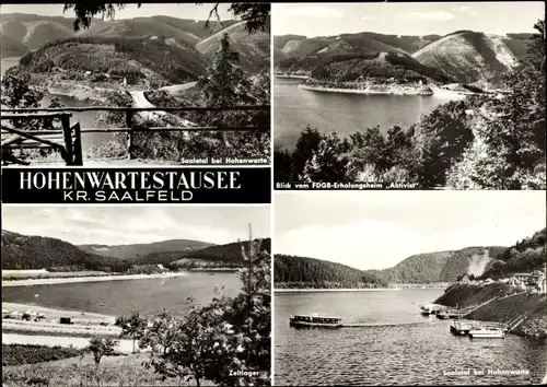 Ak Hohenwarte Thüringen, Stausee, Zeltplatz, Saaletal, Blick vom FDGB-Erholungsheim Aktivist