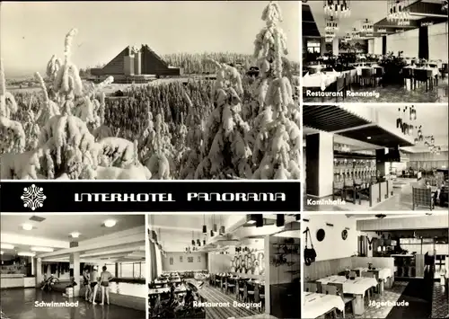 Ak Oberhof, Interhotel Panorama, Restaurant Rennsteig, Kaminhalle, Jägerbaude, Restaurant Beograd