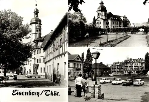 Ak Eisenberg in Thüringen, Rathaus, Schlosskirche am Schloss Christianenburg, Platz der Republik