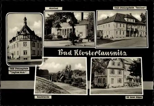 Ak Bad Klosterlausnitz, FDGB Erholungsheim Siegfried Michl, Holzland, Moorbad, Klosterkirche